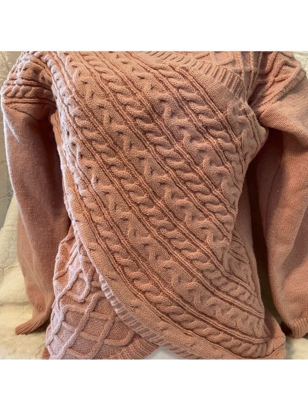 NoraCora Sweater Size S. Dusty pink/rose colored. Wrap front On Off Shoulder NEW - Picture 5 of 16